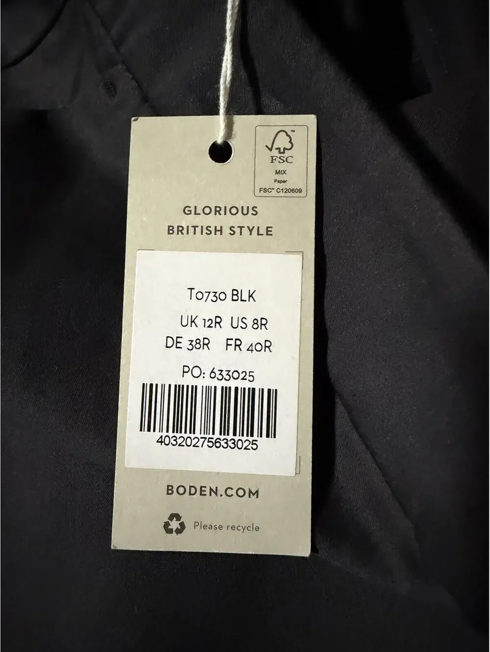 Boden Glorious British Style Black Tailored Trousers‎ UK 12R